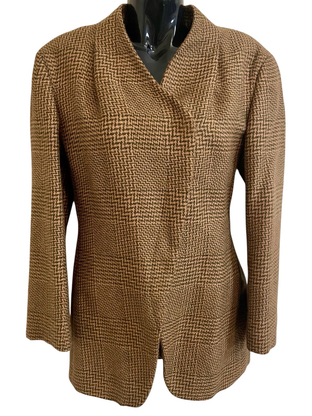 Vintage Giorgio Armani Le Collezioni Herringbone Button Front Blazer Jacket